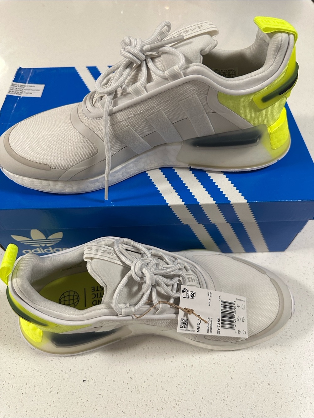 Adidas White & Neon Yellow Athletic Sneakers